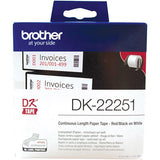 Brother DK 22251 Paper Tape 62mm x 15.24m Black & Red on White Label Roll