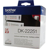 Brother DK 22251 Paper Tape 62mm x 15.24m Black & Red on White Label Roll