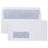 Business Exp DL 110x220mm Window Face Secretive Press Seal White Envelopes Box 500