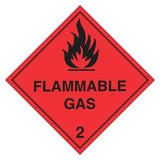 Flammable Gas 2 DG Labels Red 100x100mm ROLL 500