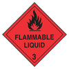 Flammable Liquid 3 DG Labels Red 100x100mm ROLL 500