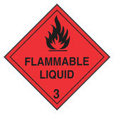 Flammable Liquid 3 DG Labels Red 100x100mm ROLL 500