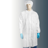 Lab Coat No Pocket PP Disposable White Box 100
