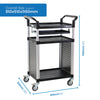 Verdex 3 Tier Aluminium Framed Computer Cart with Slide Out Shelf V1470
