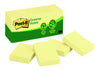 3M 653 Recycled Yellow Post It Note 35 x 48mm Pack of 12 Pads