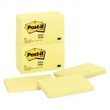 3M 655 Yellow Post-It Note 76 x 127mm 100 Sheets Per Pad Pack 12