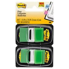 3M 680-GN2 Post-It Flags 25.4 x 43.2mm Green Twin