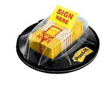 3M 680-HVSH Yellow Post-It Flags 25.4 x 43.2mm Sign Here 200 Flags Portable Dispenser