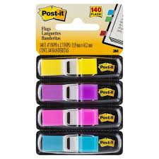3M 683 4AB Post-It Flags 11.9 x 43.2mm Mini Bright 35 flags of Each Colour Pack 140