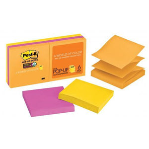 3M R330 76mm Rio De Janeiro Super Sticky Post-It Pop-Up Notes 76 x 76mm 90 Sheets Per Pad, Pack 6