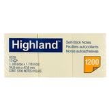 3M 6539 Y Highland Stick-It Notes 36 x 48mm Yellow 100 Sheets Per Pad Pack 12