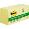 3M 654-RP Yellow Recycled Post-It Greener Notes 76 x 76mm 100 Sheets Per Pad Pack 12
