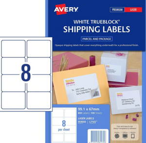 Avery 959006 L7165 8Up White Laser Quick Peel Address Labels with Sure Feed 99.1 x 67.7mm Pack 100