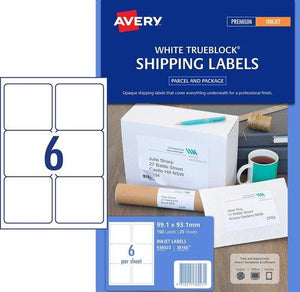 Avery 959007 L7166 6Up White Laser Quick Peel Address Labels with Sure Feed 99.1 x 93.1mm Pack 100