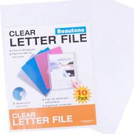 Beautone 44004 Letter File A4 Clear Pack 10