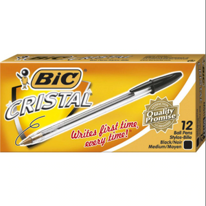 Bic Cristal Ballpoint Medium 1.0mm Black Box 12