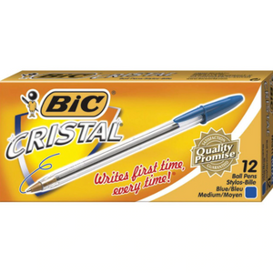 Bic Cristal Ballpoint Medium 1.0mm Blue Box 12