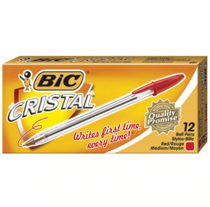 Bic Cristal Ballpoint Medium 1.0mm Red Box 12