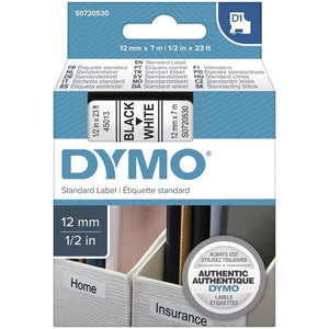 Dymo 45013 D1 Label Tape 12mm Black On White