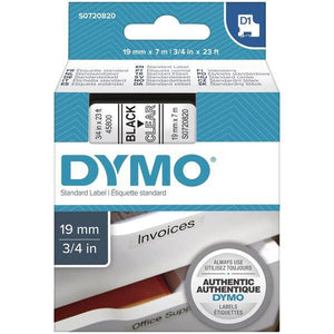 Dymo 45800 D1 Label Tape 19mm Black On Clear