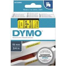 Dymo 45808 D1 Label Tape 19mm Black On Yellow