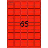 Eco Friendly A4 65L Fluro Red Address Labels 38.1 x 21.2mm Pack 100