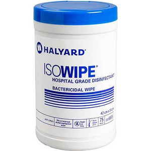 Halyard Isowipe Hospital Grade Distinfectant Anti Bacterial Wipes Tub 75