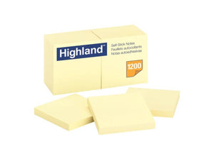 3M 6549 Y Highland Stick-It Notes 73 x 73mm Yellow 100 Sheets Per Pad Pack 12