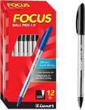 Luxor Focus Smooth Medium Ballpoint Pens Black Box 12