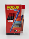 Luxor Focus Smooth Medium Ballpoint Pens Red Box 12