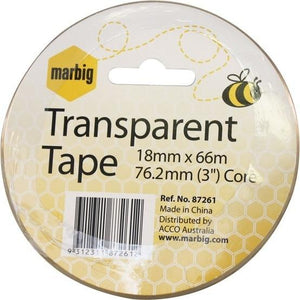 Marbig Office Tape 18mmx66m Clear