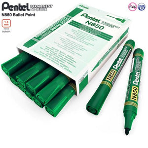 Pentel N850 Permanent Marker Green Box 12