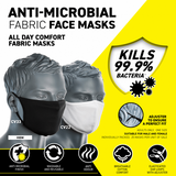 Portwest New 3 Ply Anti-Microbial Reusable Face Mask with Nose Bar Black
