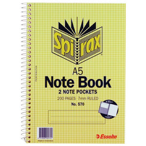 Spirax 570 Spiral Notebook A5 Side Opening 210x148mm 200 Pages