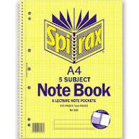 Spirax 596 A4 5 Subject Spiral Notebook Side Opening 210x297mm 250 Pages