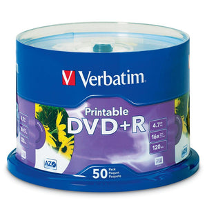 Verbatim 95136 DVD+R 4.7GB 16X White Inkjet Printable Spindle 50